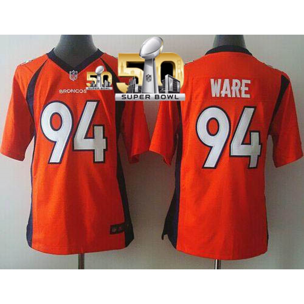 Nike Broncos #94 DeMarcus Ware Orange Team Color Super Bowl 50 Youth Stitched NFL New Elite Jersey Nike Broncos #94 DeMarcus Ware Orange Team Color Super Bowl 50 Youth Stitched NFL New Elite Jersey