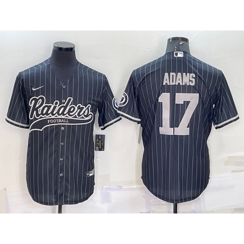 Men's Las Vegas Raiders #17 Davante Adams Black With Patch Cool Base Stitched Baseball Jersey Men's Las Vegas Raiders #17 Davante Adams Black With Patch Cool Base Stitched Baseball Jersey