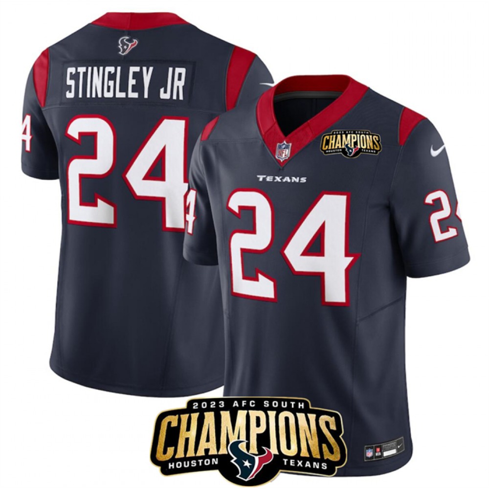 Men's Houston Texans #24 Derek Stingley Jr. Navy 2023 F.U.S.E. AFC South Champions Patch Vapor Untouchable Limited Stitched Football Jersey Men's Houston Texans #24 Derek Stingley Jr. Navy 2023 F.U.S.E. AFC South Champions Patch Vapor Untouchable Limited Stitched Football Jersey