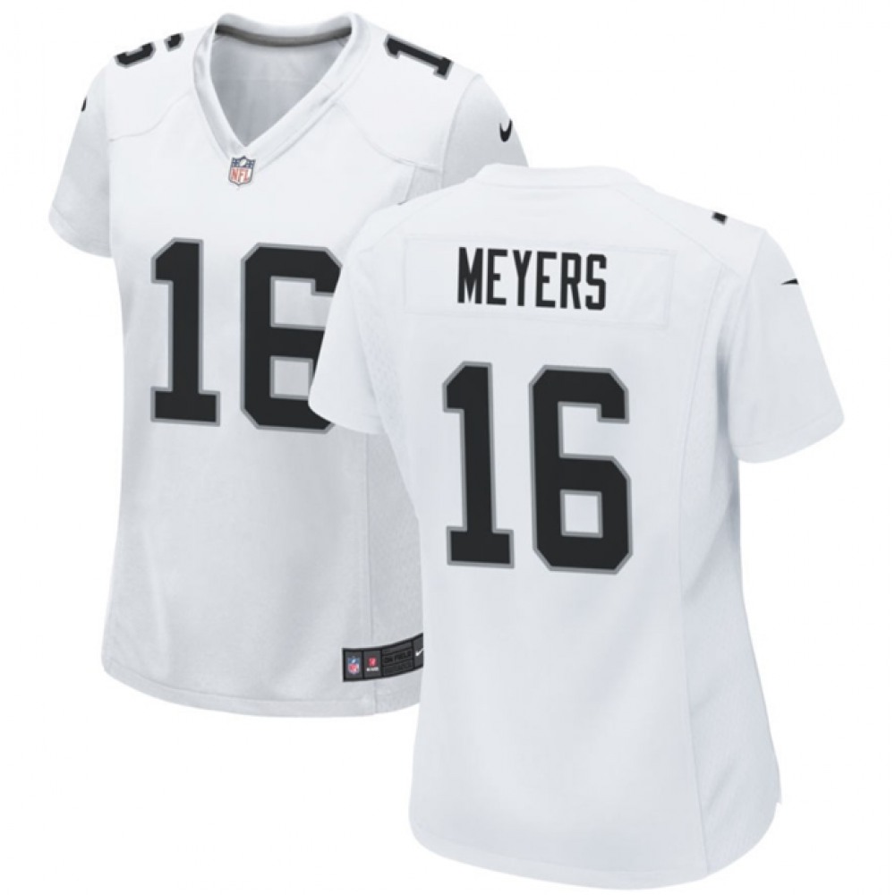 Women's Las Vegas Raiders #16 Jakobi Meyers White Stitched Jersey(Run Small) Women's Las Vegas Raiders #16 Jakobi Meyers White Stitched Jersey(Run Small)