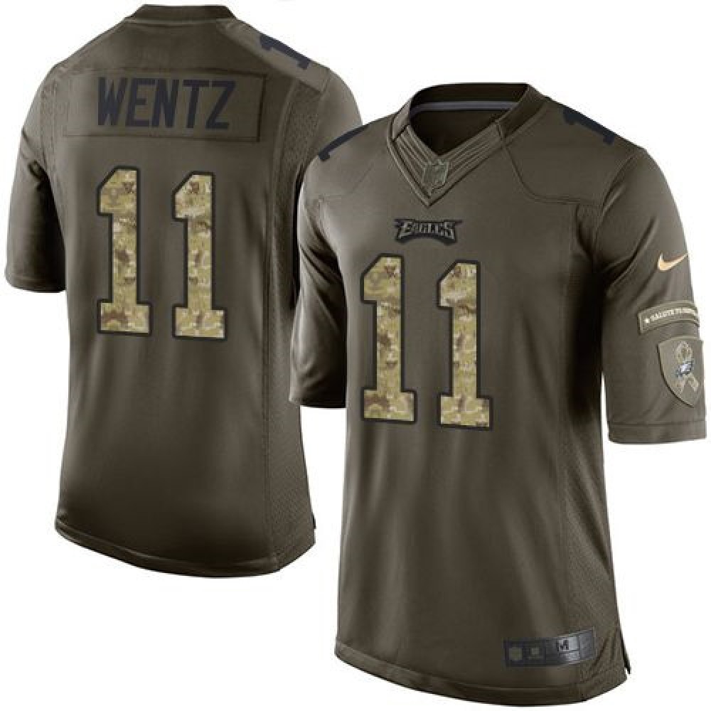 Nike Eagles #11 Carson Wentz Green Men's Stitched NFL Limited Salute to Service Jersey Nike Eagles #11 Carson Wentz Green Men's Stitched NFL Limited Salute to Service Jersey