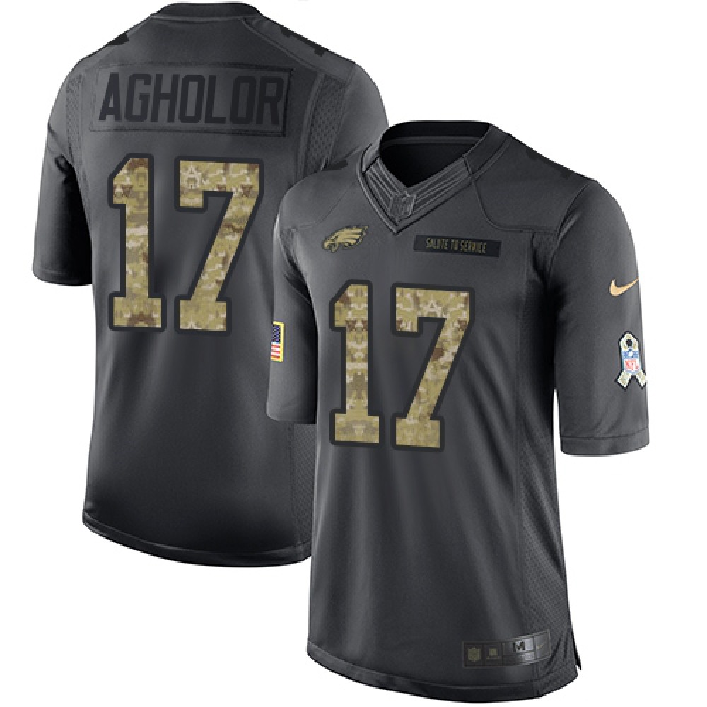 Nike Eagles #17 Nelson Agholor Black Men's Stitched NFL Limited 2016 Salute To Service Jersey Nike Eagles #17 Nelson Agholor Black Men's Stitched NFL Limited 2016 Salute To Service Jersey