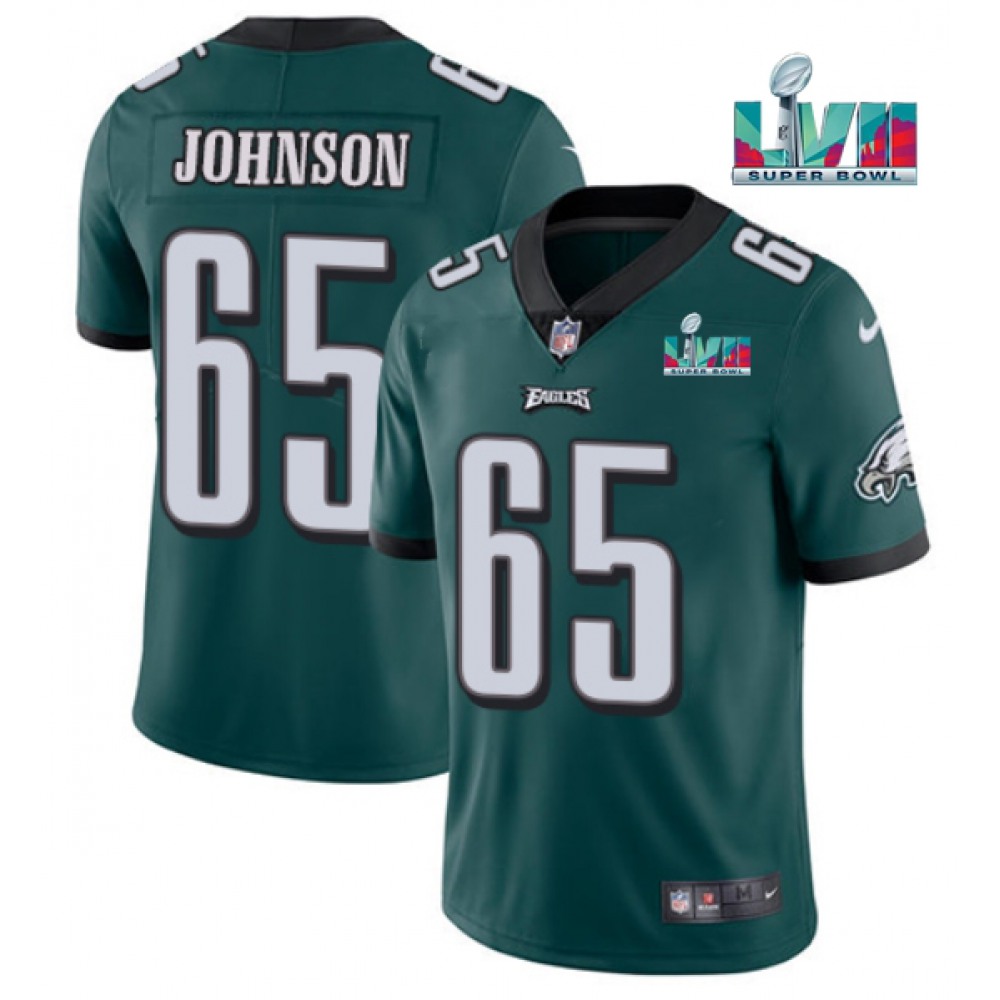 Men's Philadelphia Eagles #65 Lane Johnson Green Super Bowl LVII Patch Vapor Untouchable Limited Stitched Jersey Men's Philadelphia Eagles #65 Lane Johnson Green Super Bowl LVII Patch Vapor Untouchable Limited Stitched Jersey