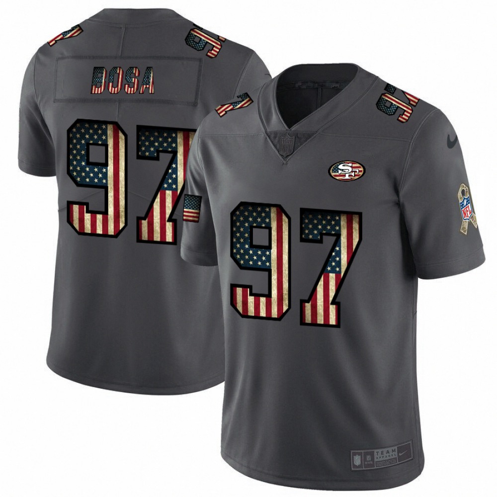 Men's San Francisco 49ers #97 Nick Bosa Grey 2019 Salute To Service USA Flag Fashion Limited Stitched NFL Jersey Men's San Francisco 49ers #97 Nick Bosa Grey 2019 Salute To Service USA Flag Fashion Limited Stitched NFL Jersey