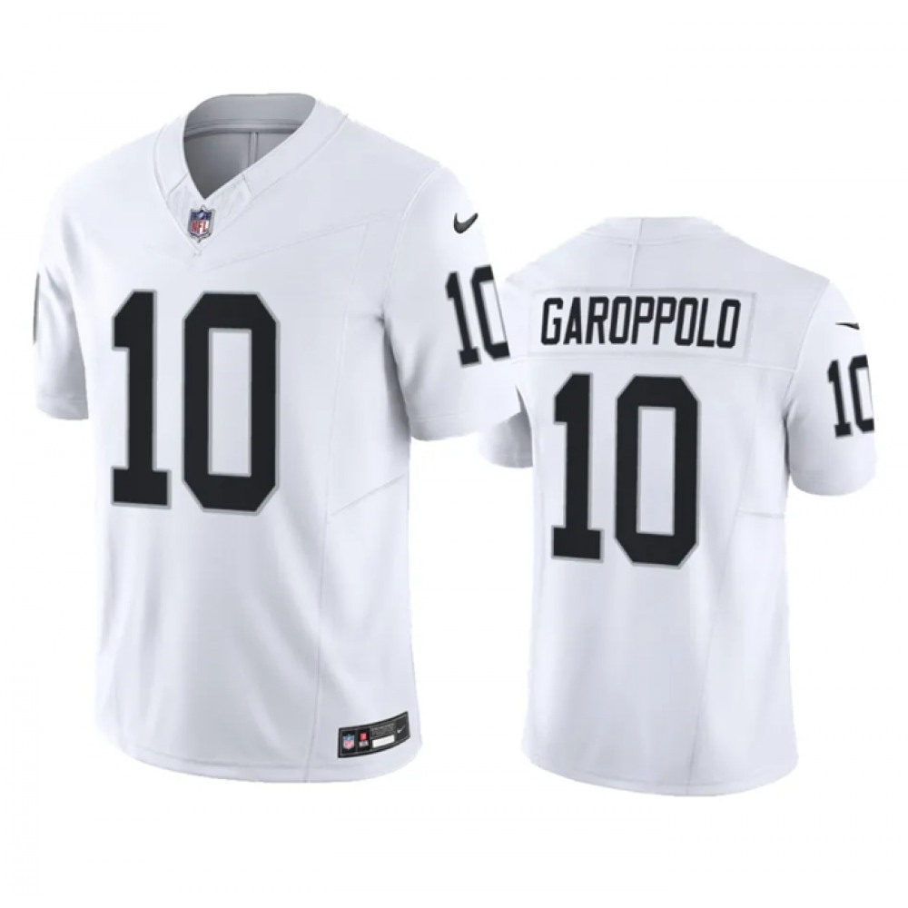 Men's Las Vegas Raiders #10 Jimmy Garoppolo White 2023 F.U.S.E Vapor Untouchable Stitched Football Jersey Men's Las Vegas Raiders #10 Jimmy Garoppolo White 2023 F.U.S.E Vapor Untouchable Stitched Football Jersey