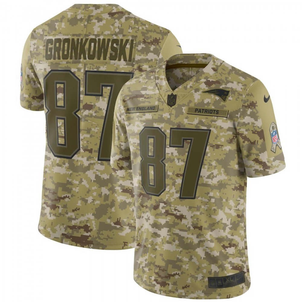 Men's New England Patriots #87 Rob Gronkowski 2018 Camo Salute to Service Limited Stitched NFL Jersey Men's New England Patriots #87 Rob Gronkowski 2018 Camo Salute to Service Limited Stitched NFL Jersey