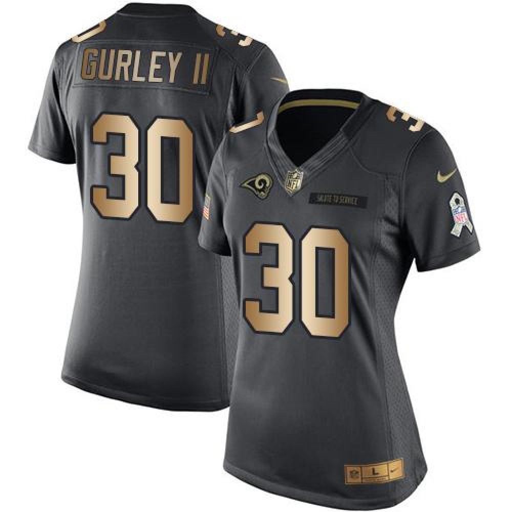 Nike Rams #30 Todd Gurley II Black Women's Stitched NFL Limited Gold Salute to Service Jersey Nike Rams #30 Todd Gurley II Black Women's Stitched NFL Limited Gold Salute to Service Jersey