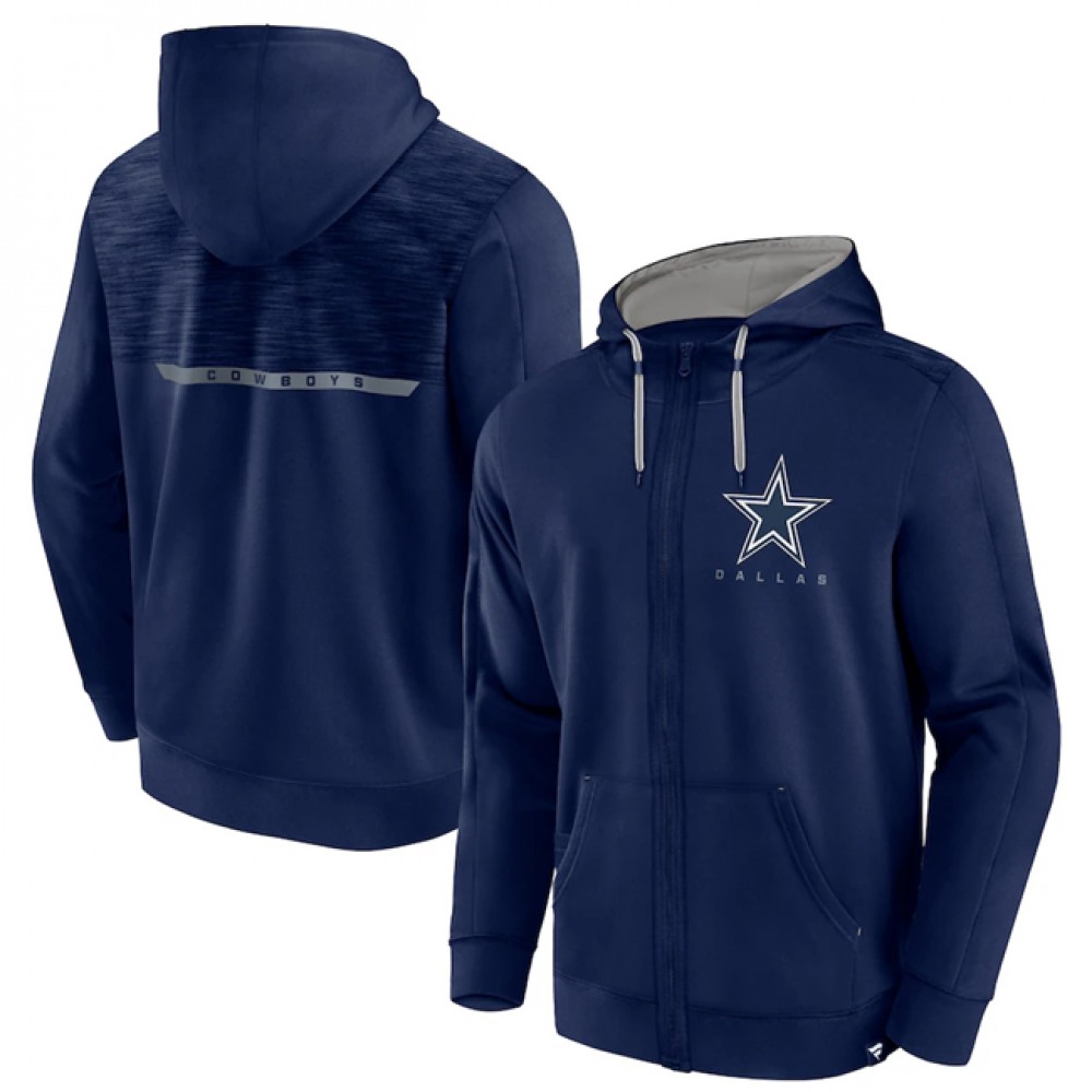 Men's Dallas Cowboys Navy Defender Evo Full-Zip Hoodie Men's Dallas Cowboys Navy Defender Evo Full-Zip Hoodie