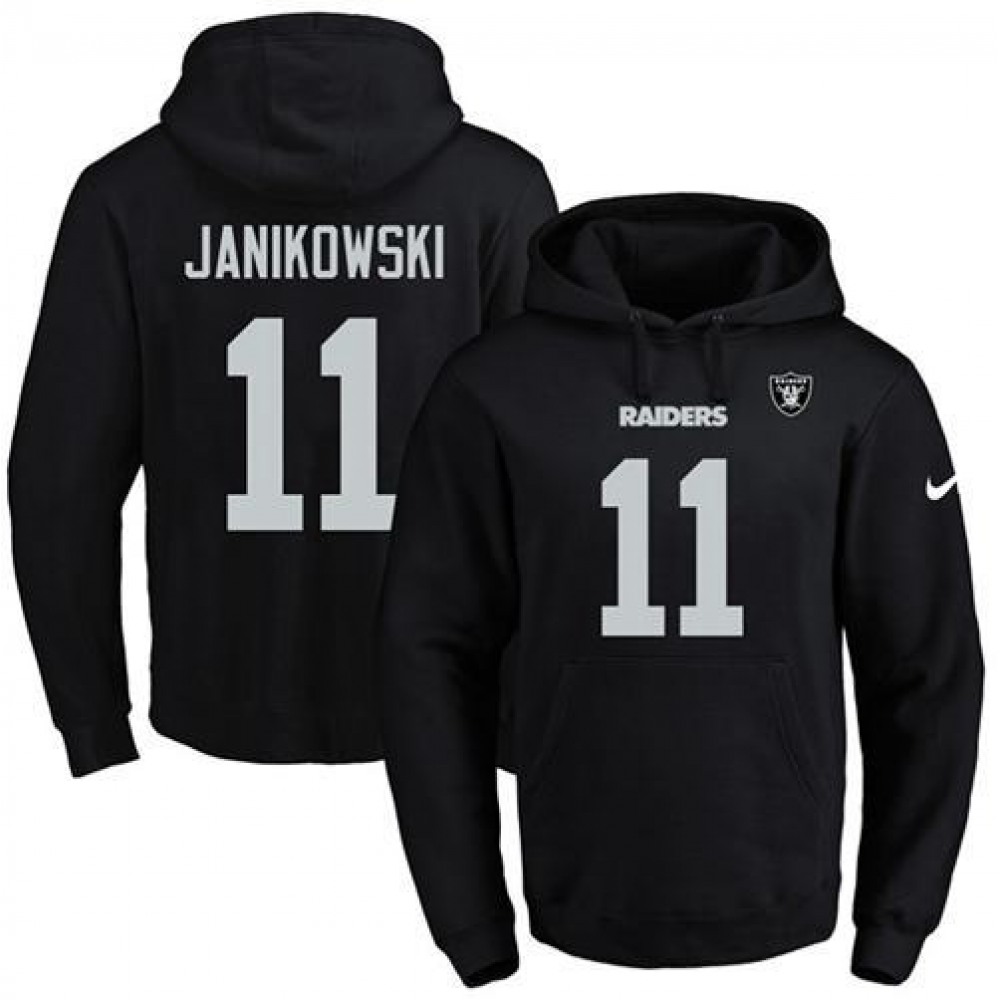 Nike Raiders #11 Sebastian Janikowski Black Name & Number Pullover NFL Hoodie Nike Raiders #11 Sebastian Janikowski Black Name & Number Pullover NFL Hoodie