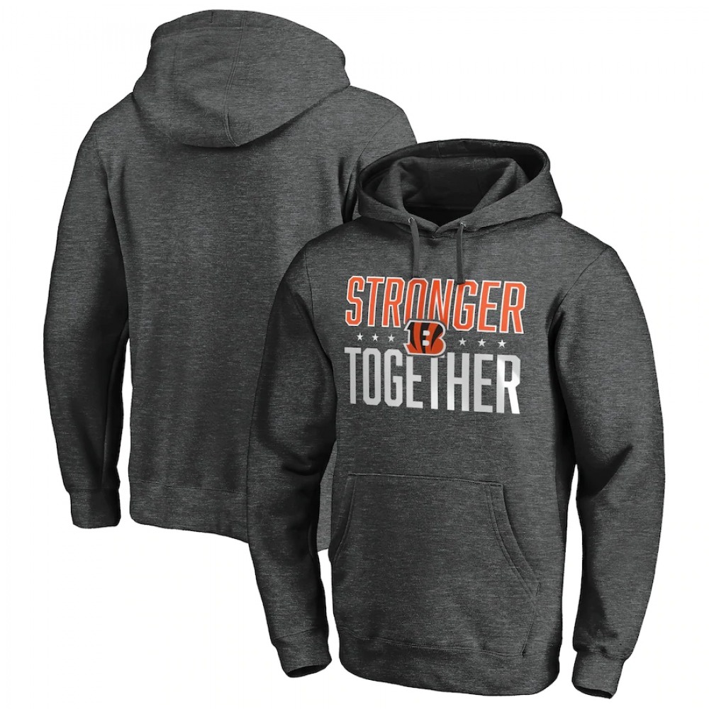 Men's Cincinnati Bengals Heather Charcoal Stronger Together Pullover Hoodie Men's Cincinnati Bengals Heather Charcoal Stronger Together Pullover Hoodie