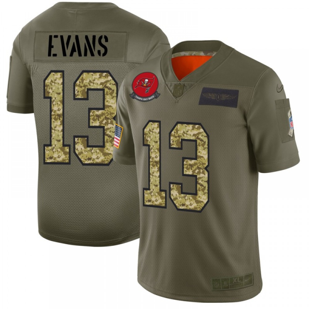 Men's Tampa Bay Buccaneers #13 Mike Evans 2019 Olive/Camo Salute To Service Limited Stitched NFL Jersey Men's Tampa Bay Buccaneers #13 Mike Evans 2019 Olive/Camo Salute To Service Limited Stitched NFL Jersey