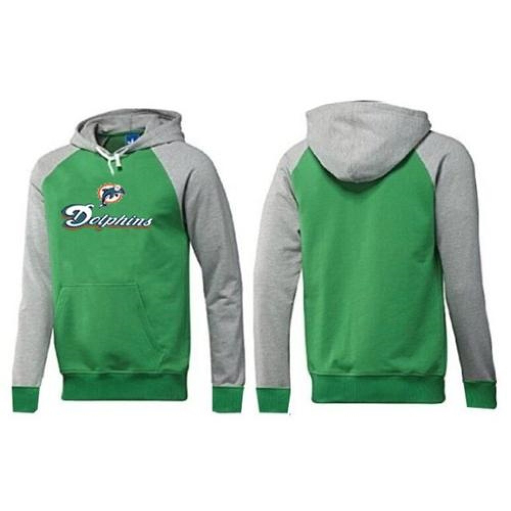 Miami Dolphins Authentic Logo Pullover Hoodie Green & Grey