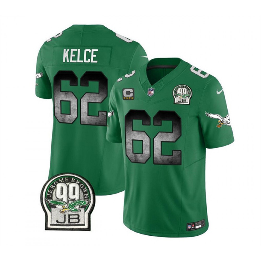 Men's Philadelphia Eagles #62 Jason Kelce Green 2023 F.U.S.E. With 4-star C Patch Throwback Vapor Untouchable Limited Stitched Football Jersey Men's Philadelphia Eagles #62 Jason Kelce Green 2023 F.U.S.E. With 4-star C Patch Throwback Vapor Untouchable Limited Stitched Football Jersey