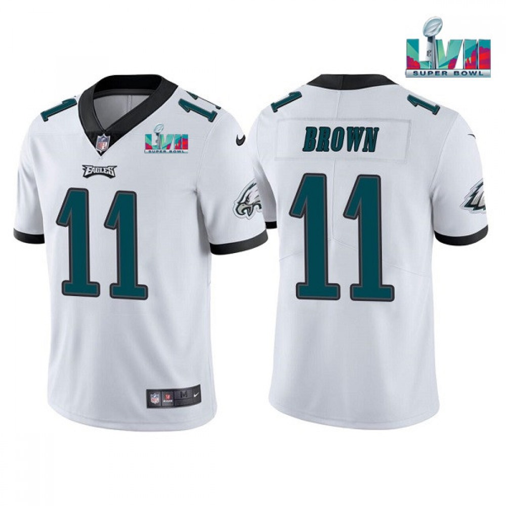Men's Philadelphia Eagles #11 A.J. Brown White Super Bowl LVII Patch Vapor Untouchable Limited Stitched Jersey Men's Philadelphia Eagles #11 A.J. Brown White Super Bowl LVII Patch Vapor Untouchable Limited Stitched Jersey
