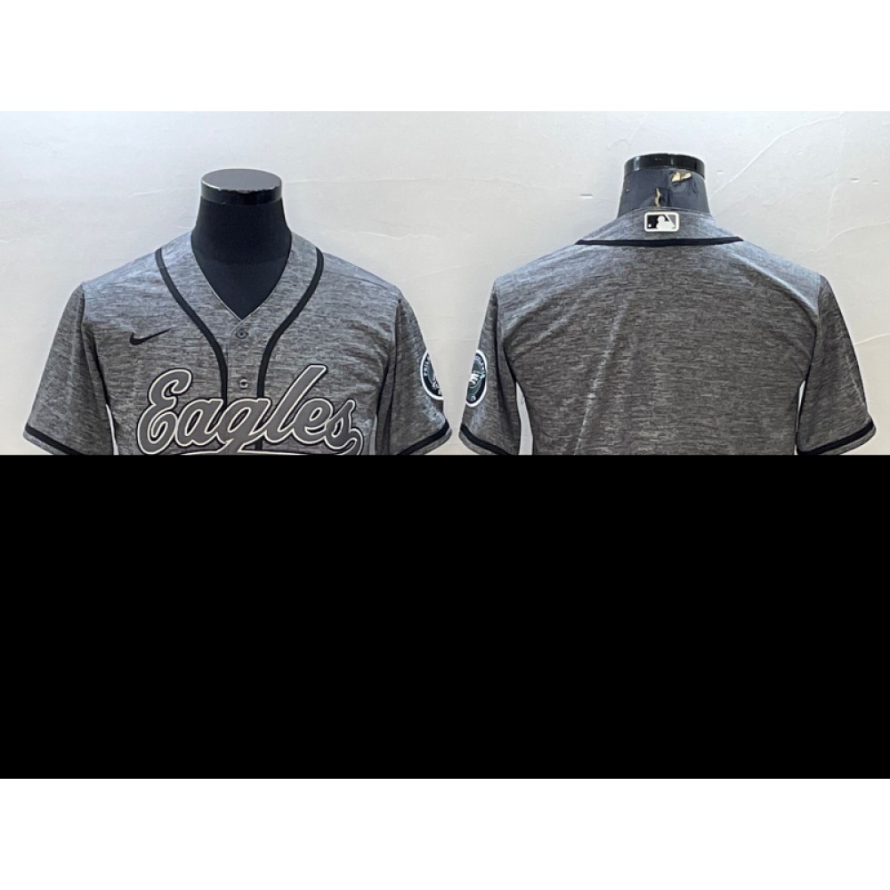 Men's Philadelphia Eagles Blank Grey With Patch Cool Base Stitched Baseball Jersey Men's Philadelphia Eagles Blank Grey With Patch Cool Base Stitched Baseball Jersey