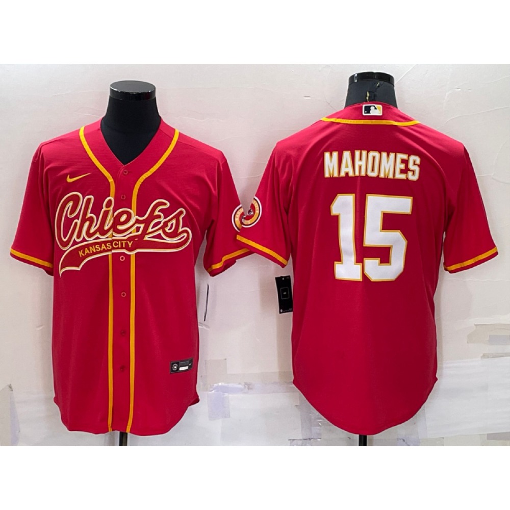 Men's Kansas City Chiefs #15 Patrick Mahomes Red Cool Base Stitched Baseball Jersey Men's Kansas City Chiefs #15 Patrick Mahomes Red Cool Base Stitched Baseball Jersey