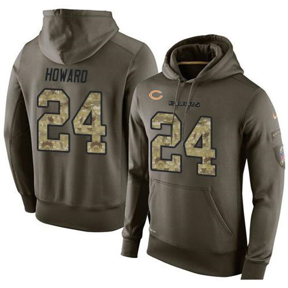 NFL Men's Nike Chicago Bears #24 Jordan Howard Stitched Green Olive Salute To Service KO Performance Hoodie NFL Men's Nike Chicago Bears #24 Jordan Howard Stitched Green Olive Salute To Service KO Performance Hoodie