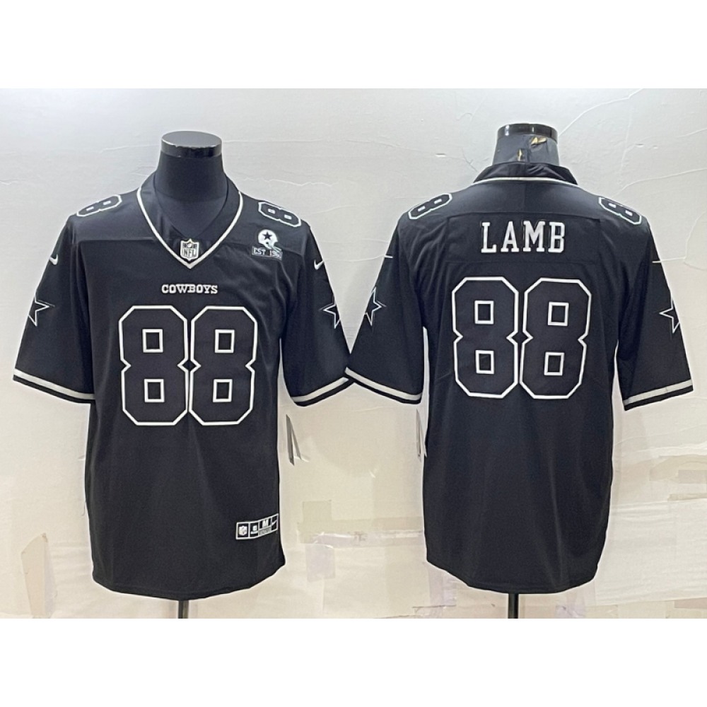 Men's Dallas Cowboys #88 CeeDee Lamb Black With 1960 Patch Limited Stitched Football Jersey Men's Dallas Cowboys #88 CeeDee Lamb Black With 1960 Patch Limited Stitched Football Jersey