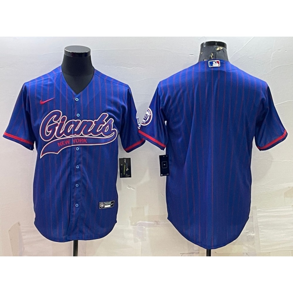Men's New York Giants Blue With Patch Cool Base Stitched Baseball Jersey Men's New York Giants Blue With Patch Cool Base Stitched Baseball Jersey