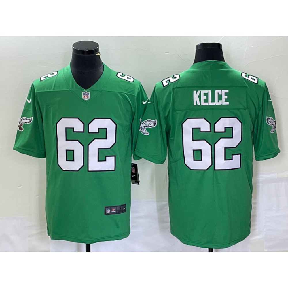 Men's Philadelphia Eagles #62 Jason Kelce Green Stitched Football Jersey Men's Philadelphia Eagles #62 Jason Kelce Green Stitched Football Jersey