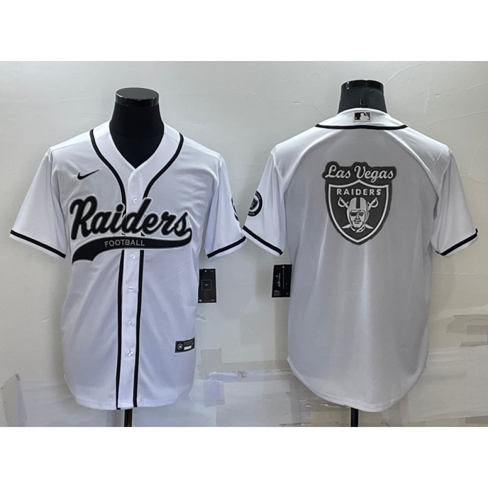 Men's Las Vegas Raiders White Team Big Logo With Patch Cool Base Stitched Baseball Jersey Men's Las Vegas Raiders White Team Big Logo With Patch Cool Base Stitched Baseball Jersey