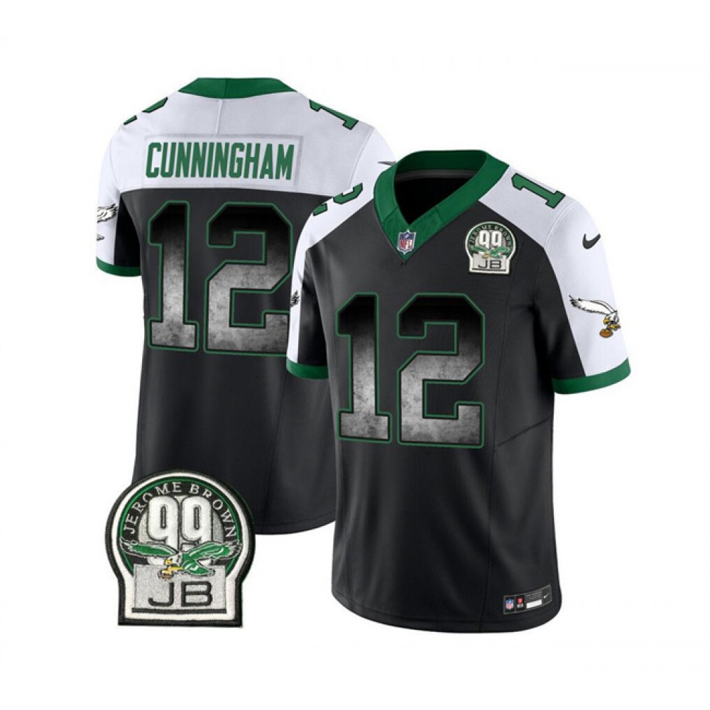 Men's Philadelphia Eagles #12 Randall Cunningham Black/White 2023 F.U.S.E. Throwback Vapor Untouchable Limited Stitched Football Jersey Men's Philadelphia Eagles #12 Randall Cunningham Black/White 2023 F.U.S.E. Throwback Vapor Untouchable Limited Stitched Football Jersey