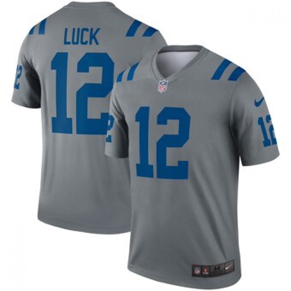 Men's Indianapolis Colts #12 Andrew Luck Gray Inverted Legend Stitched NFL Jersey Men's Indianapolis Colts #12 Andrew Luck Gray Inverted Legend Stitched NFL Jersey