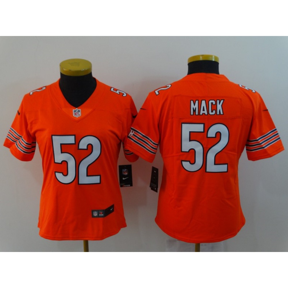 Women's Chicago Bears #52 Khalil Mack Orange Vapor Untouchable Limited Stitched NFL Jersey