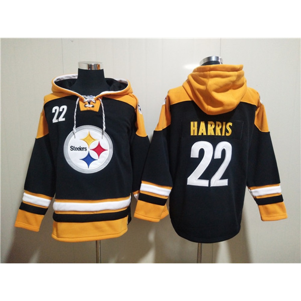 Men's Pittsburgh Steelers #22 Najee Harris Black Ageless Must-Have Lace-Up Pullover Hoodie Men's Pittsburgh Steelers #22 Najee Harris Black Ageless Must-Have Lace-Up Pullover Hoodie