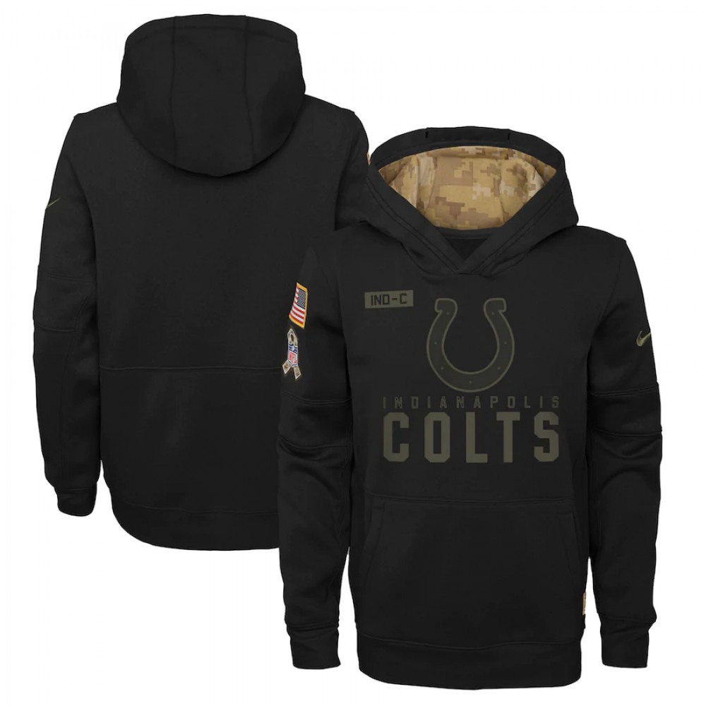 Youth Indianapolis Colts 2020 Black Salute to Service Sideline Performance Pullover Hoodie Youth Indianapolis Colts 2020 Black Salute to Service Sideline Performance Pullover Hoodie