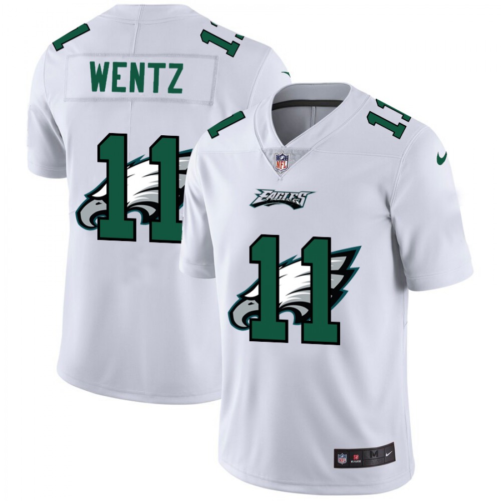 Men's Philadelphia Eagles #11 Carson Wentz White Shadow Logo Limited Stitched Jersey Men's Philadelphia Eagles #11 Carson Wentz White Shadow Logo Limited Stitched Jersey
