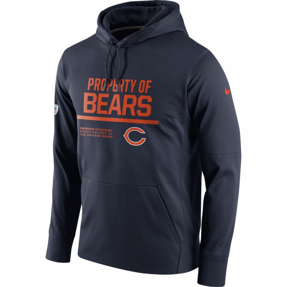 Men's Chicago Bears Nike Navy Circuit Property Of Performance Pullover Hoodie Men's Chicago Bears Nike Navy Circuit Property Of Performance Pullover Hoodie