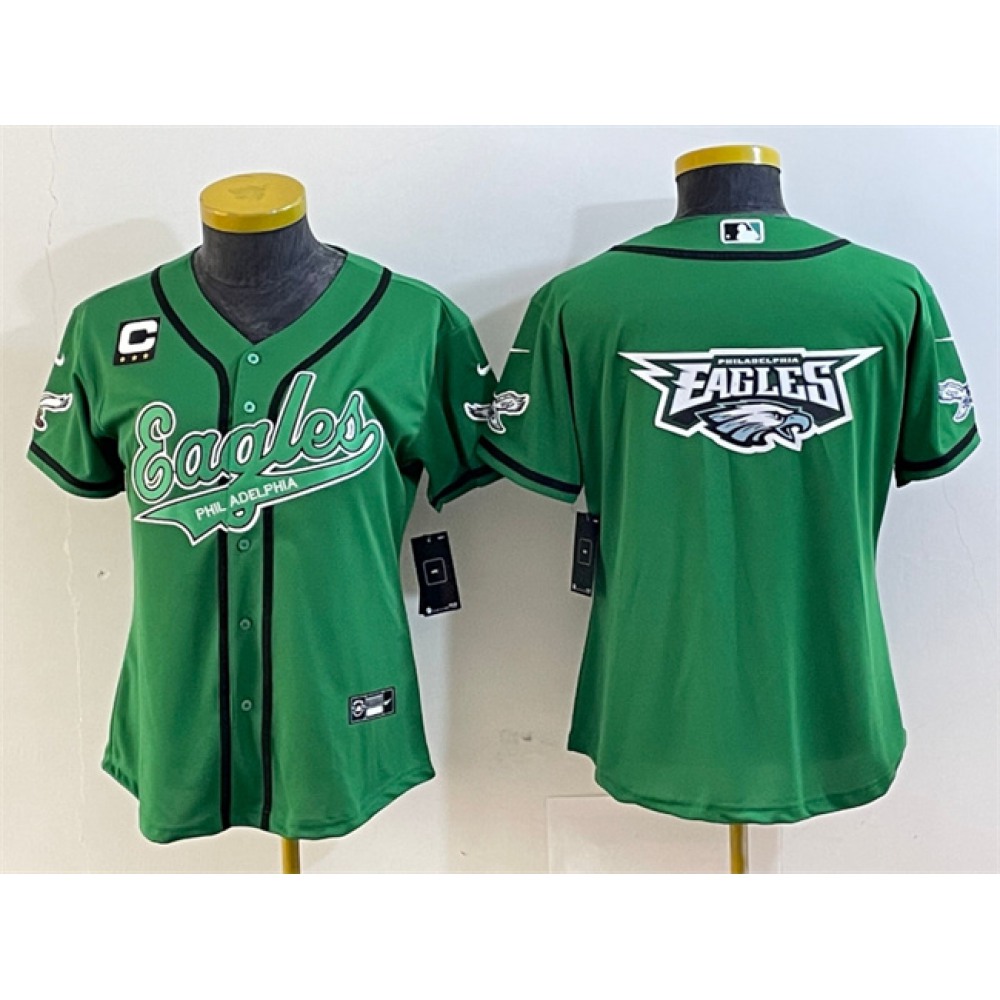 Women's Philadelphia Eagles Green Team Big Logo With 3-Star C Patch Cool Base Stitched Baseball Jersey(Run Small) Women's Philadelphia Eagles Green Team Big Logo With 3-Star C Patch Cool Base Stitched Baseball Jersey(Run Small)