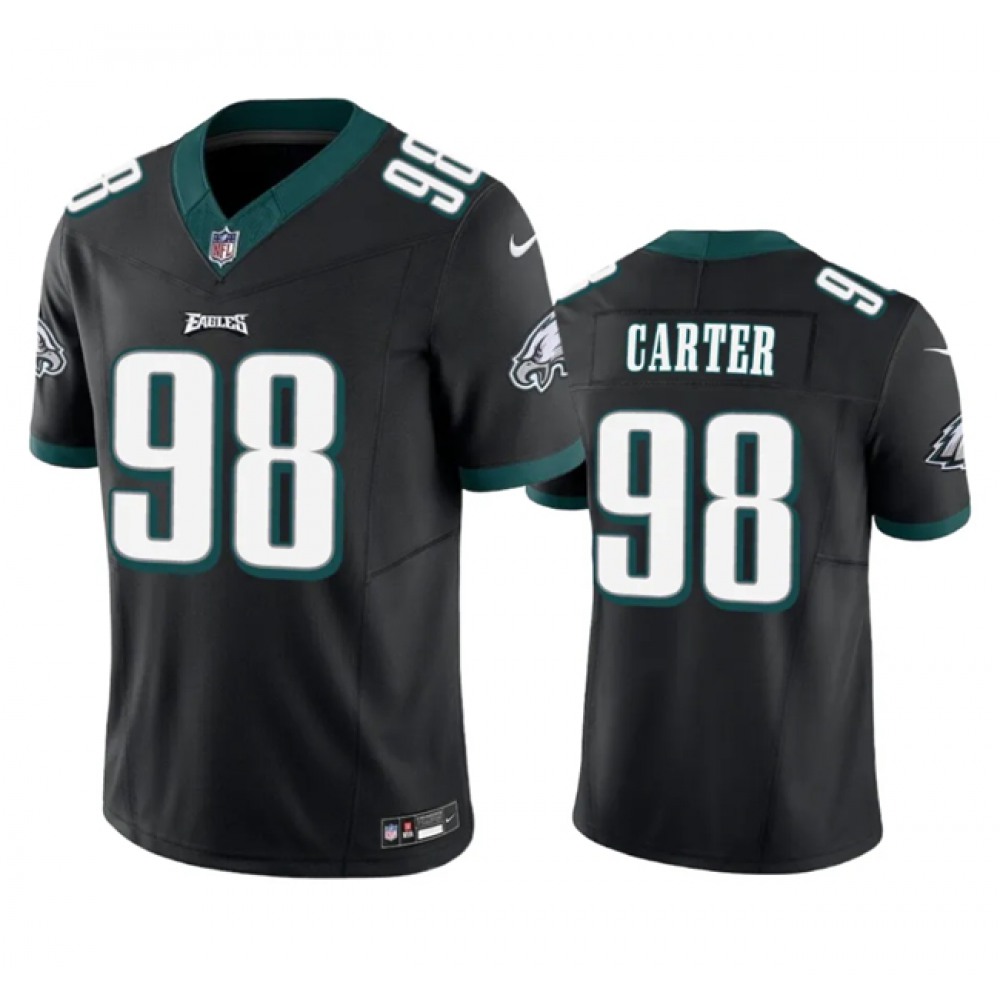 Men's Philadelphia Eagles #98 Jalen Carter Black 2023 F.U.S.E. Vapor Untouchable Limited Stitched Football Jersey Men's Philadelphia Eagles #98 Jalen Carter Black 2023 F.U.S.E. Vapor Untouchable Limited Stitched Football Jersey