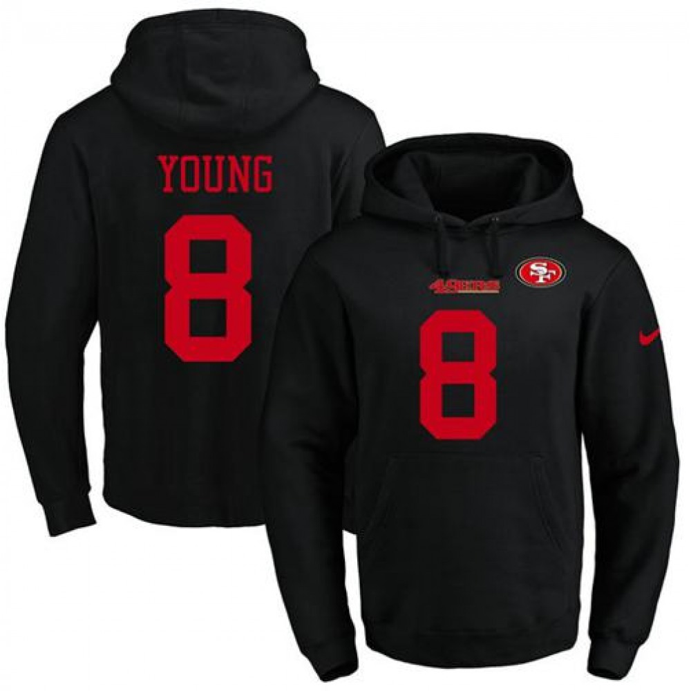 Nike 49ers #8 Steve Young Black Name & Number Pullover NFL Hoodie