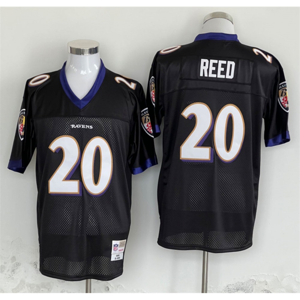 Men's Baltimore Ravens #20 Ed Reed Black Throwback Jersey Men's Baltimore Ravens #20 Ed Reed Black Throwback Jersey