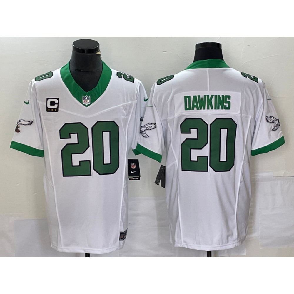 Men's Philadelphia Eagles #20 Brian Dawkins White 2023 F.U.S.E. With 3-star C Patch Vapor Untouchable Stitched Football Jersey Men's Philadelphia Eagles #20 Brian Dawkins White 2023 F.U.S.E. With 3-star C Patch Vapor Untouchable Stitched Football Jersey
