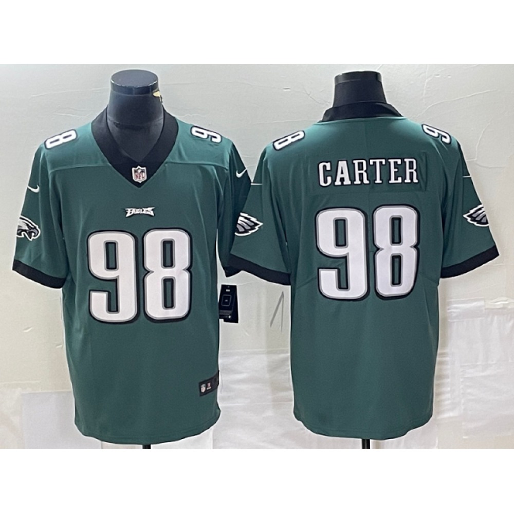 Men's Philadelphia Eagles #98 Jalen Carter Green Vapor Limited Stitched Football Jersey Men's Philadelphia Eagles #98 Jalen Carter Green Vapor Limited Stitched Football Jersey