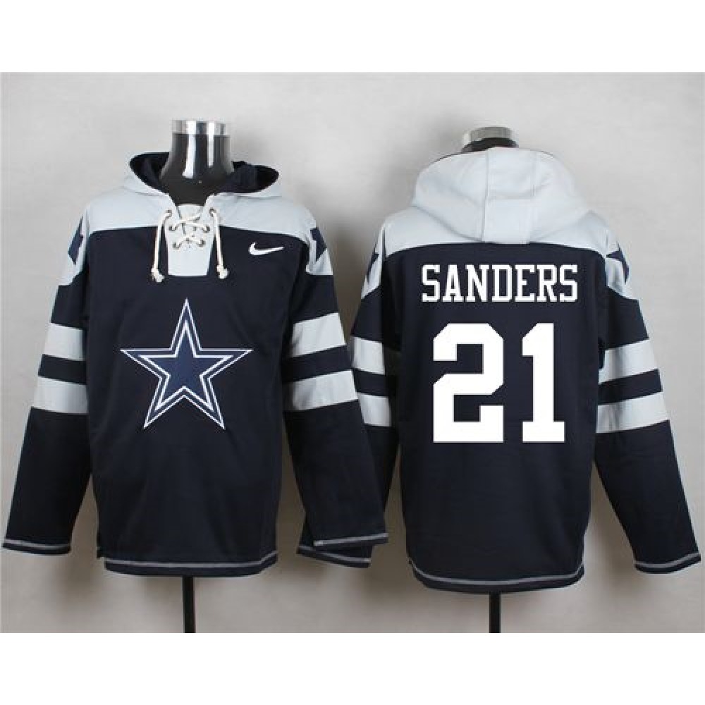 Nike Cowboys #21 Deion Sanders Navy Blue Player Pullover NFL Hoodie Nike Cowboys #21 Deion Sanders Navy Blue Player Pullover NFL Hoodie