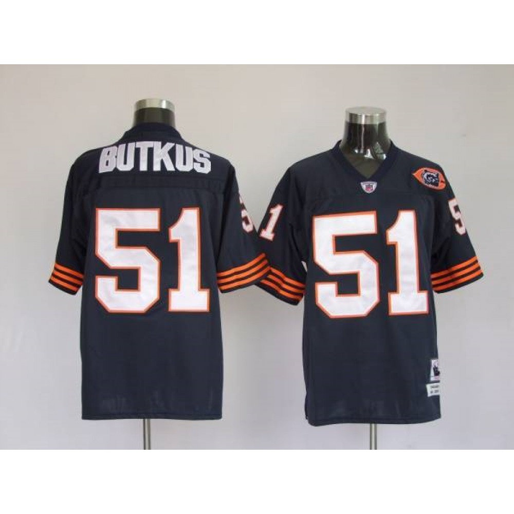 Mitchell & Ness Bears #51 Dick Butkus Blue With Big Number Bear Patch Stitched Throwback NFL Jersey Mitchell & Ness Bears #51 Dick Butkus Blue With Big Number Bear Patch Stitched Throwback NFL Jersey