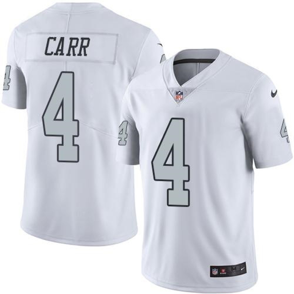 Nike Raiders #4 Derek Carr White Men's Stitched NFL Limited Rush Jersey Nike Raiders #4 Derek Carr White Men's Stitched NFL Limited Rush Jersey