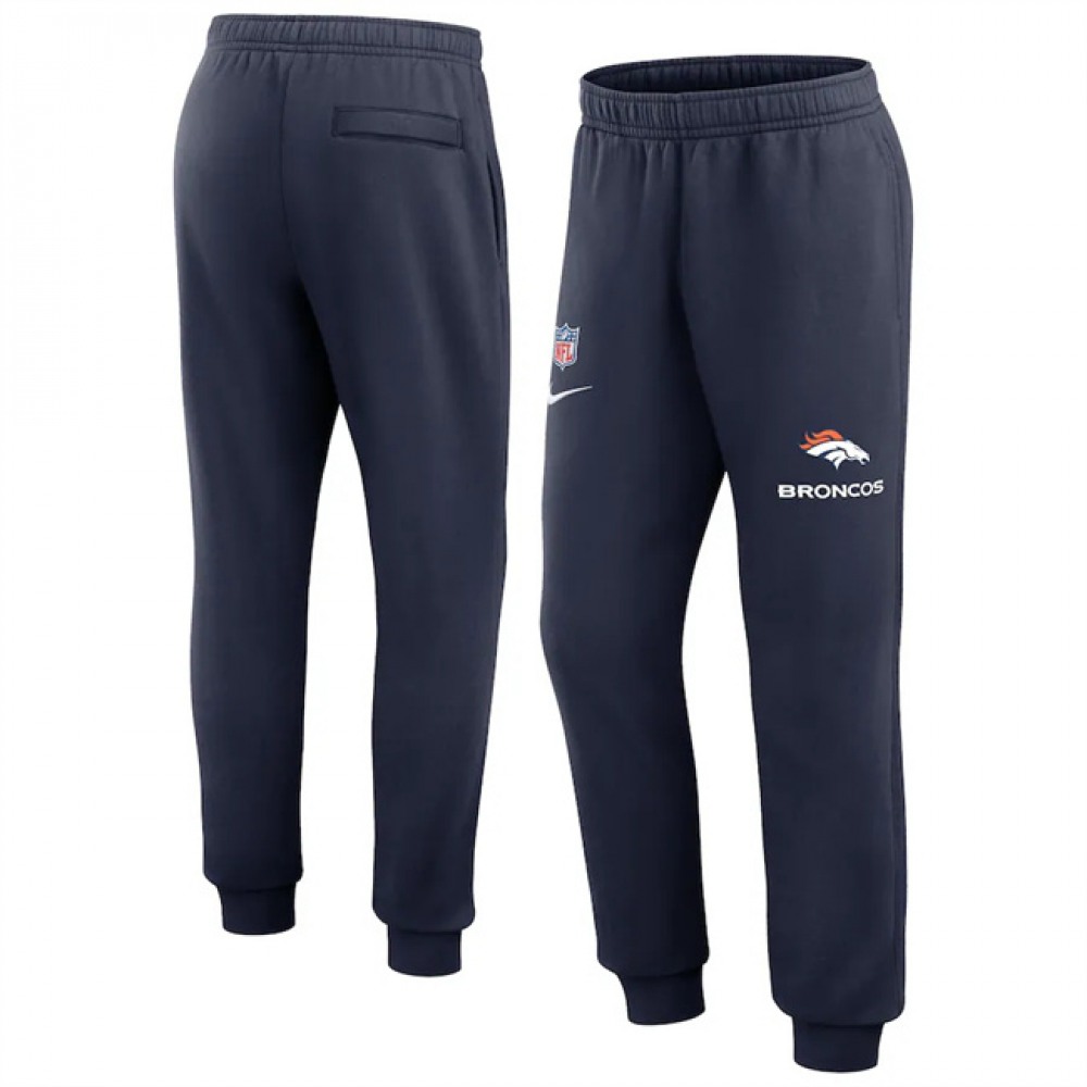 Men's Denver Broncos Navy Chop Block Fleece Sweatpants Men's Denver Broncos Navy Chop Block Fleece Sweatpants