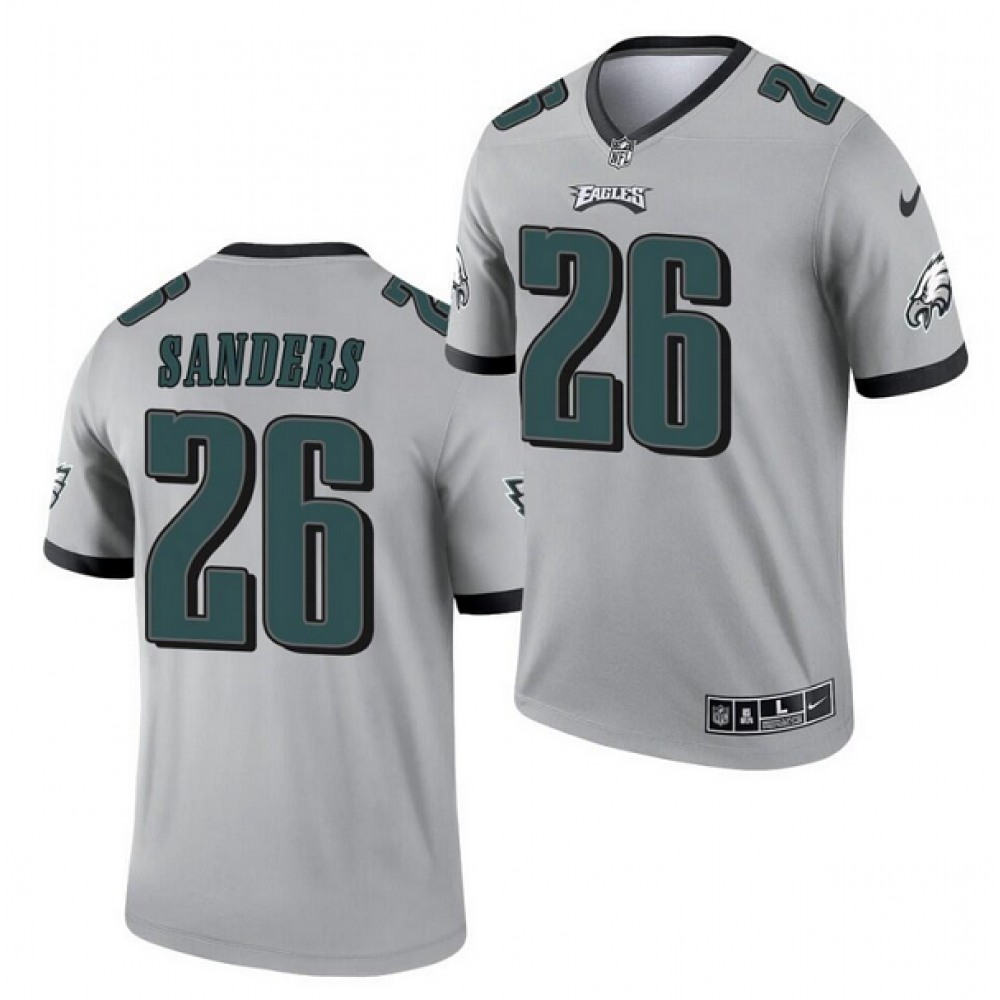 Men's Philadelphia Eagles #26 Miles Sanders Silver Inverted Legend Stitched Football Jersey Men's Philadelphia Eagles #26 Miles Sanders Silver Inverted Legend Stitched Football Jersey