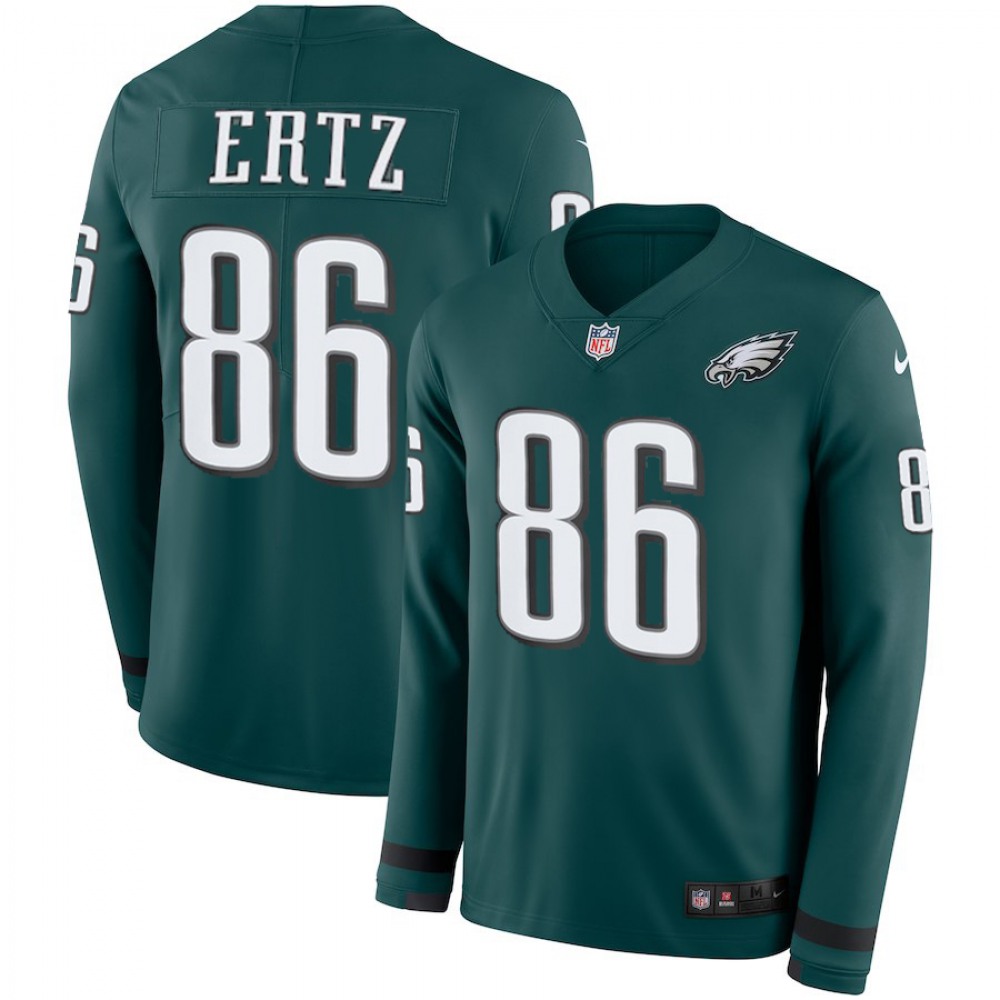 Men's Philadelphia Eagles #86 Zach Ertz Green Therma Long Sleeve Stitched NFL Jersey Men's Philadelphia Eagles #86 Zach Ertz Green Therma Long Sleeve Stitched NFL Jersey