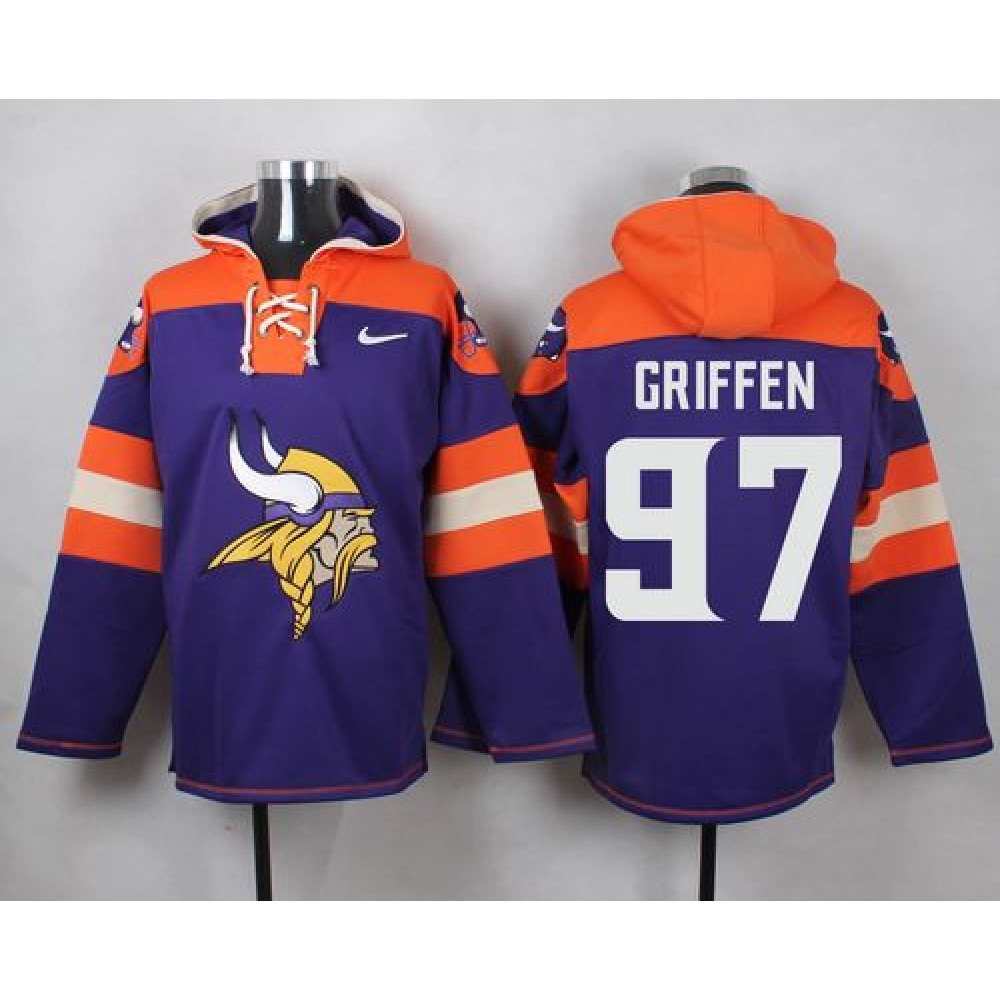 Nike Vikings #97 Everson Griffen Purple Player Pullover NFL Hoodie