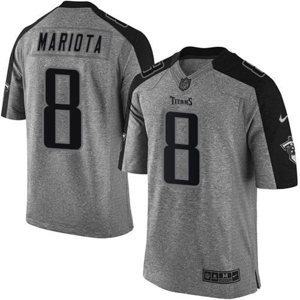 Nike Titans #8 Marcus Mariota Gray Men's Stitched NFL Limited Gridiron Gray Jersey Nike Titans #8 Marcus Mariota Gray Men's Stitched NFL Limited Gridiron Gray Jersey