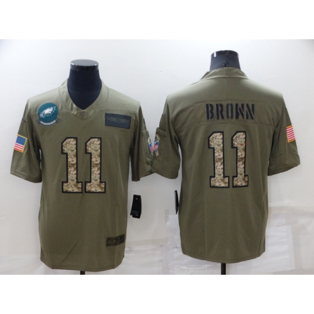 Men's Philadelphia Eagles #11 A. J. Brown Olive/Camo Salute To Service Limited Stitched Jersey Men's Philadelphia Eagles #11 A. J. Brown Olive/Camo Salute To Service Limited Stitched Jersey