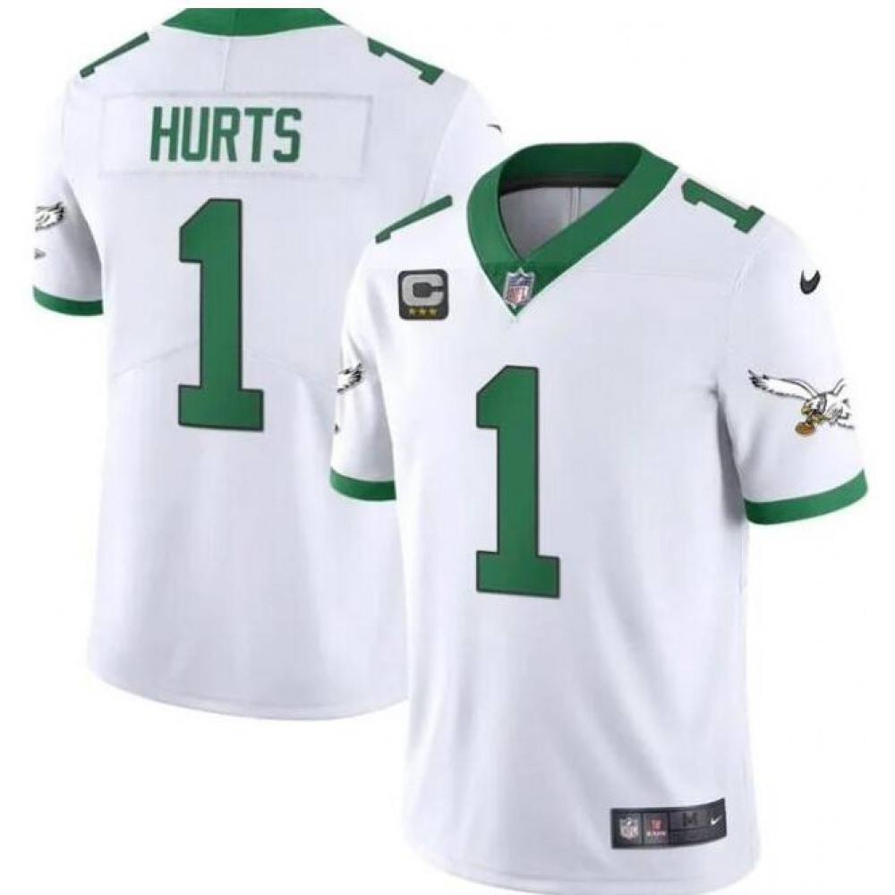 Men's Philadelphia Eagles #1 Jalen Hurts White Vapor Limited With 3-star C Patch Stitched Football Jersey Men's Philadelphia Eagles #1 Jalen Hurts White Vapor Limited With 3-star C Patch Stitched Football Jersey