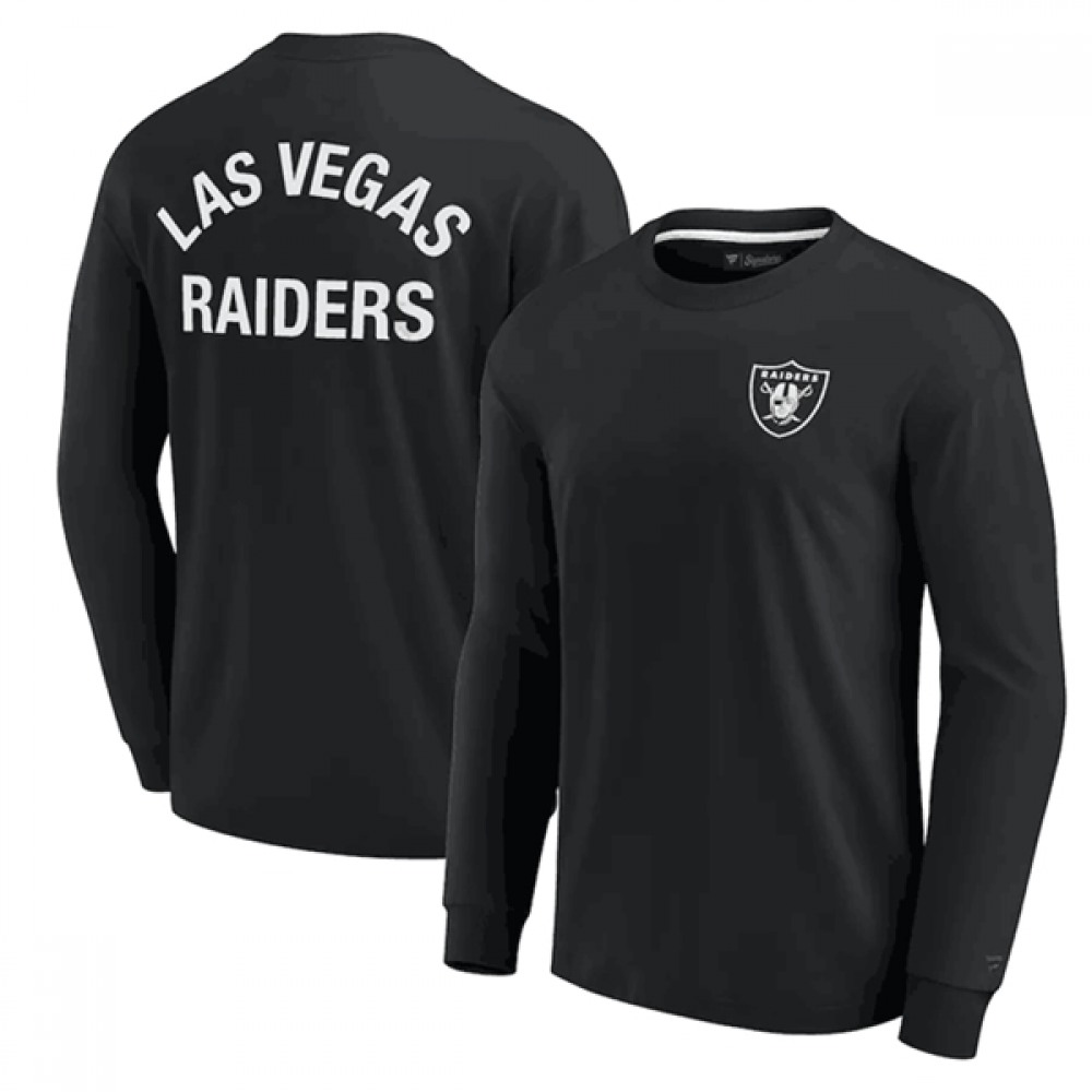 Men's Las Vegas Raiders Black Signature Unisex Super Soft Long Sleeve T-Shirt Men's Las Vegas Raiders Black Signature Unisex Super Soft Long Sleeve T-Shirt