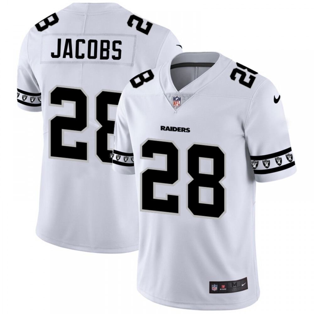 Men's Oakland Raiders #28 Josh Jacobs White 2019 Team Logo Cool Edition Stitched NFL Jersey Men's Oakland Raiders #28 Josh Jacobs White 2019 Team Logo Cool Edition Stitched NFL Jersey